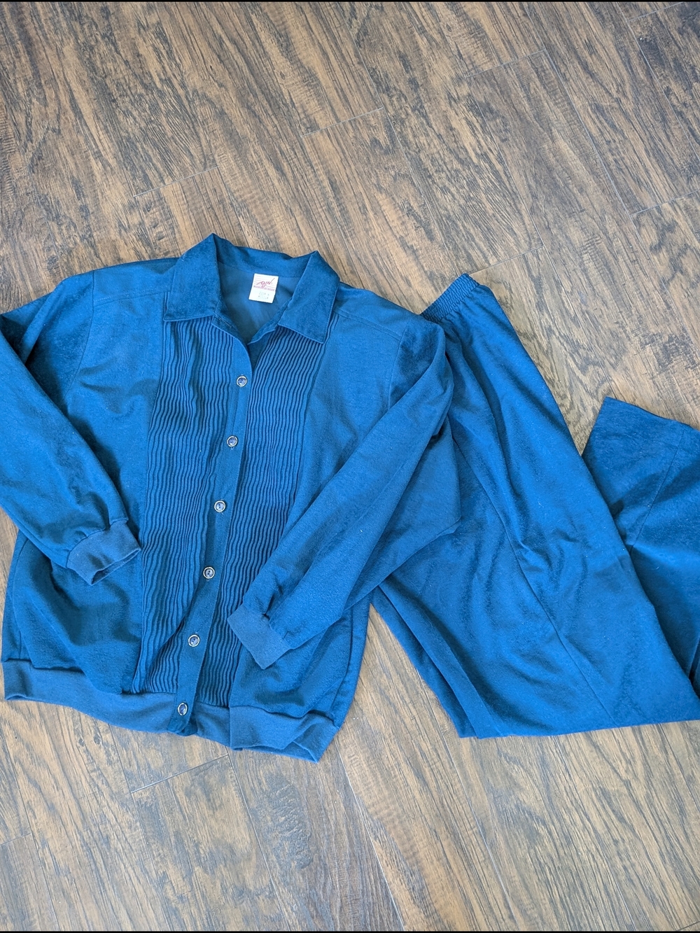 Women's Blue Button-Up Sweater Set